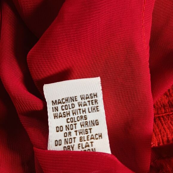 Rayon Red/Rust Colored Boho Lined Tunic V-tie Neck, Long Bell Sleeve Woman's L.. - Picture 6 of 16